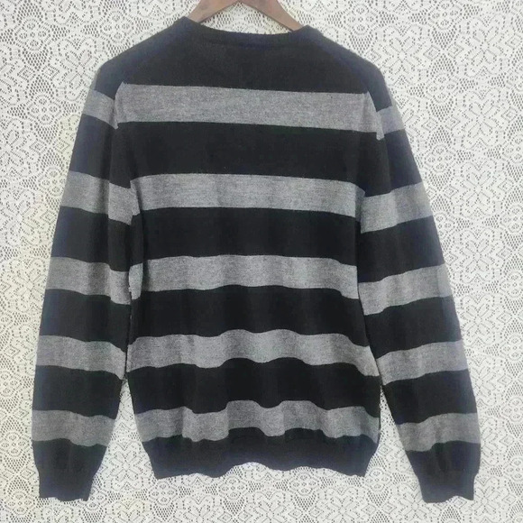 Express 100% Merino wool crewneck striped men's L - Picture 2 of 6